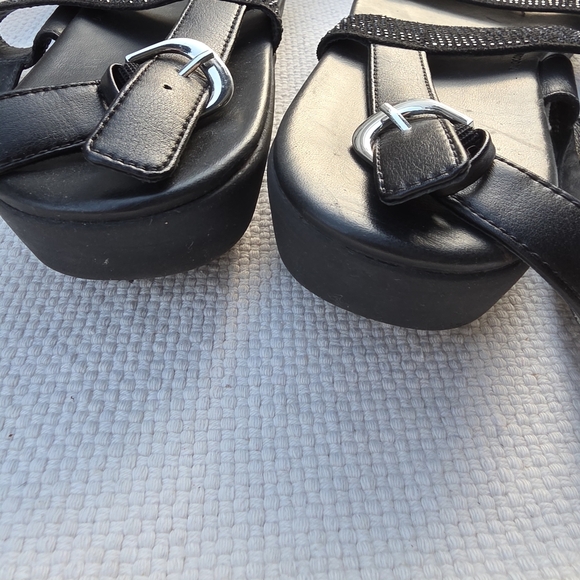 Fit flop Glitzy black sandals Lottie Back Strap Wedge - Picture 3 of 6